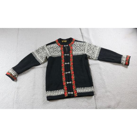 Vintage Nordstrikk Cardigan Womens Large Pure Wool Fair Isle Sweater - Picture 1 of 7